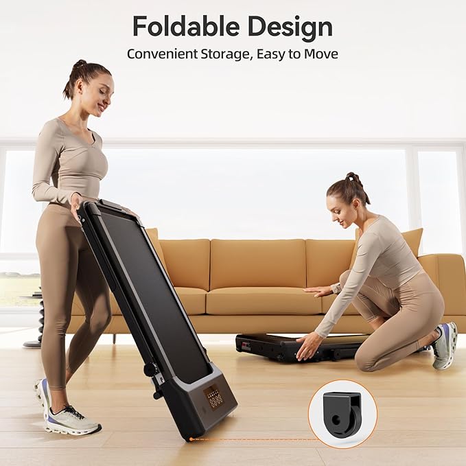 Walking Pad Treadmill with Handle bar, 3.0HP Small Foldable Treadmills for Home with APP Remote Control and LED Display, 7.5MPH Portable Treadmill 300 Lbs Capacity-FlexoryFit