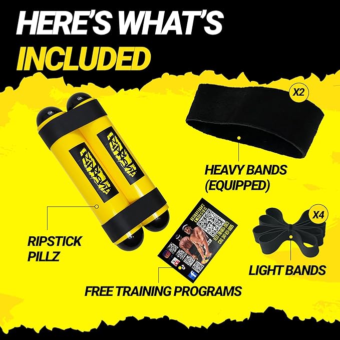 Premium RipStick Pillz, Workout Equipment for Joint Rehab, Shoulder Strength, Resistance Training, and Muscle Building, with 6 Adjustable Resistance Bands-FlexoryFit