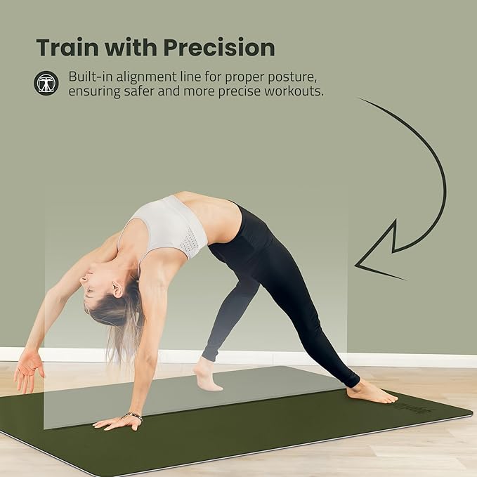 Extra Wide Yoga Mat for Men Women (72"L x 36"W) Non Slip Fitness & Exercise Mat with Alignment Marks for Yoga, Pilates, Floor Workouts-FlexoryFit