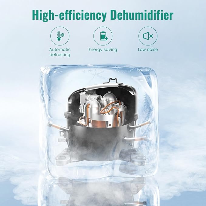 DuraComfort Dehumidifier For Bathroom with Hose,Up to 1500 Sq.Ft 25 Pints Compact Dehumidifier for Room,Specifically designed for Bedroom,Bathroom,Closet,Kitchen,RV,Basement,White