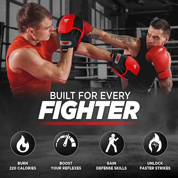WYOX Curved Boxing Punch Mitts – Boxing Pads Training Set, Punching Mitts for Adults, Kickboxing Pads, Muay Thai Pads, Karate Pads, MMA Training Equipment, Martial Arts Focus Pads
