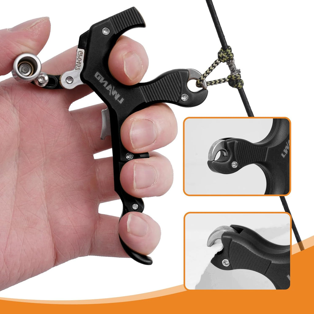 LWANO Archery Compound Bow Release Aids Trigger 3-4 Finger Adjustable Wristband Thumb Arrow Release Aids for Adults Youth Hunting Shooting Training Accessories