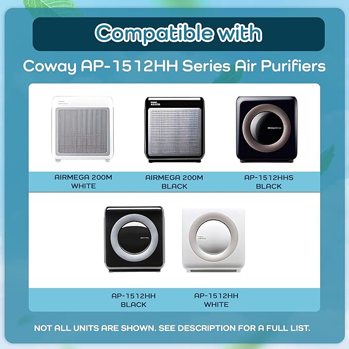 Breathe Naturally Replacement Filter Compatible with Coway AP-1512HH Series Air Purifiers - HEPA Filters - Carbon Activated Filter - Air Filtration for Home (1 HEPA Filter + 4 Carbon Prefilters)