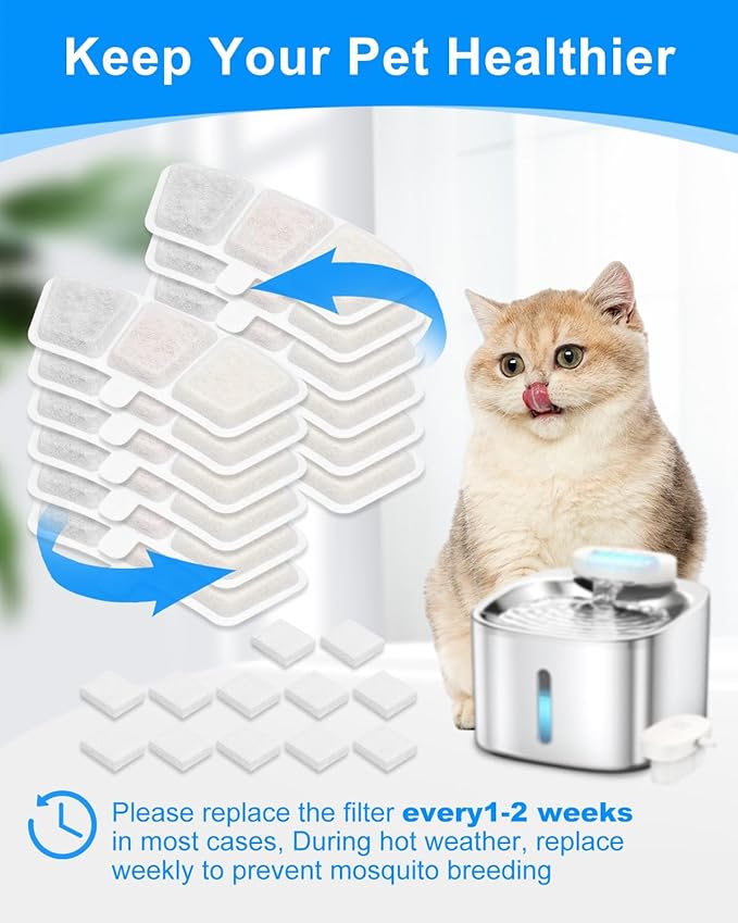 Cat Water Fountain Filter Compatible with oneisall PW04 3.5L/118oz, Cat Fountain Filters Replacement Fit for oneisall, Multilayer Filters System, Keeping Pet Water Clean 12+12 Pack