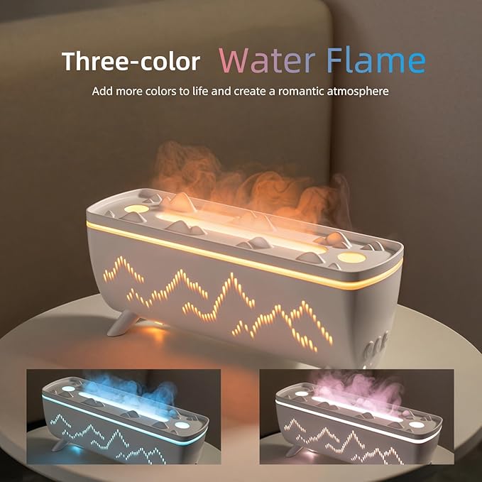 Dual Jellyfish & 3 Colors Flame Essential Oil Diffuser, Mist Humidifier, Aroma Diffuser with Jellyfish Shaped Spray Timing Auto-Off (White)