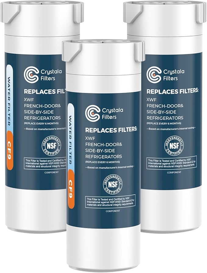 Crystala Filters XWF Replacement for GE XWF Refrigerator Water Filter Pack of 3 (Not XWFE)