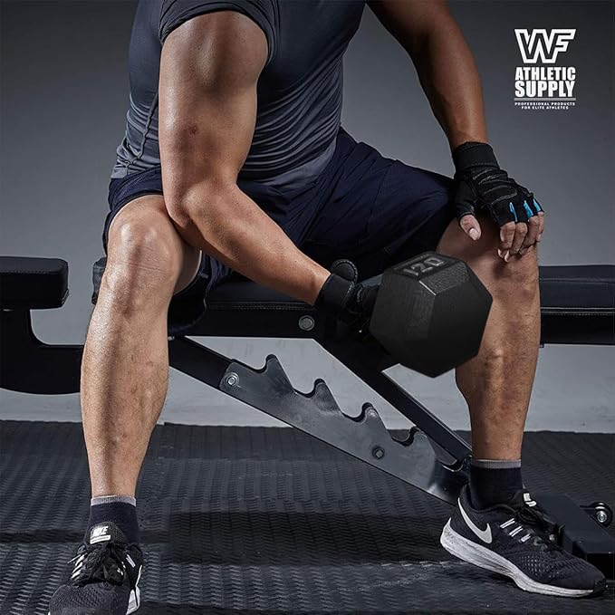WF Athletic Supply Cast Iron Solid Hexagon Gray/Black Dumbbells, Strength Training Free Weights Set of 2 for Women and Men, Hand Weights Sold by Pairs, Multi-Select Size Options Available-FlexoryFit