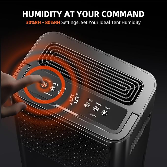 Spider Farmer Upgraded Dehumidifier with Drain Hose 2000 Sq.Ft.Dehumidifier with Smart Humidity Control Display, Air Duct, 24-Hour Timer, Provides Powerful Dehumidification for Grow Tent and Home