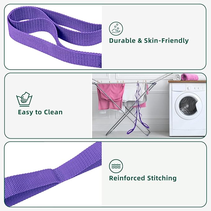 Stretching Strap Yoga Straps for Physical Therapy, 10 Loops Non-Elastic Stretch Band for Pilates, Flexibility, Exercise and Gymnastics-FlexoryFit