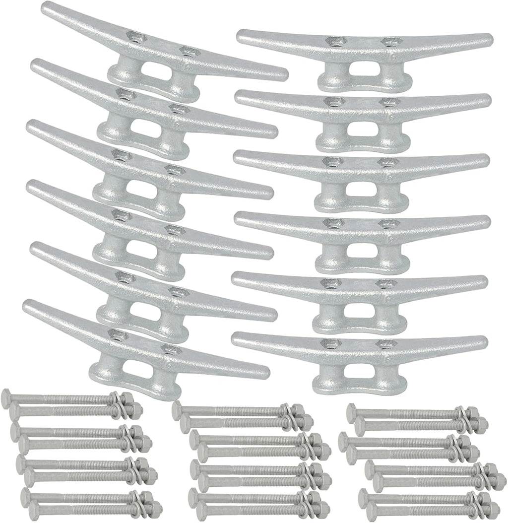 6/8/10/12/14 inch Dock Cleats With Bolts,Hot Dipped Galvanized Cast Iron Boat Cleats,Rope Cleat Boat Dock Cleats for Boat Docks,Decks,Piers for Tying up Boats,Marine Decor(1,2,4,5,6,8,10,12 Pack)