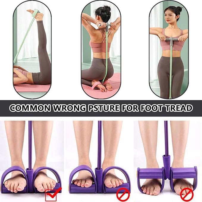 2025 Upgrade Multifunction Tension Rope or Exercise Sit Up Exercise Equipment,Pedal Ankle Puller,Bands-6 Tube Pedal Ankle Puller for Women Men-FlexoryFit