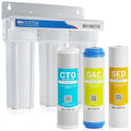 Max Water 3 Stage (Good for City Water) 10 inch Standard Water Filtration System for Whole House - Sediment + GAC + CTO Post Carbon - ¾ Inlet/Outlet - Model : WH-SW1