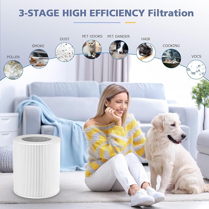 HP670 Replacement Filter Compatible with Hunter HP670 Large Tower True Air Cleaner Purifier, Compare to Part# H-HF670-VP, 1 x Premium Filter + 4 x Activated Carbon Filters