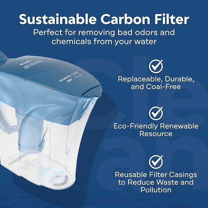 AMI Alkaline Water Pitcher for High pH, Filtered Water Dispenser