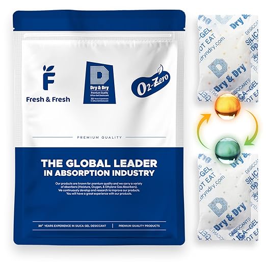 Dry & Dry 20 Gram [50 Packets] Orange Indicating Silica Gel Packets Desiccants - Food Safe Silica Packs, Silica Gel, Silica Packets, Desiccant Packs for Food Storage