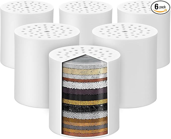 6 Pack 20 Stage Shower Filter Replacement by Cenipar Shower Cartridge Filter, Shower Head Filter Refill with Vitamin C Shower Head Replacement Filter for Hard Water