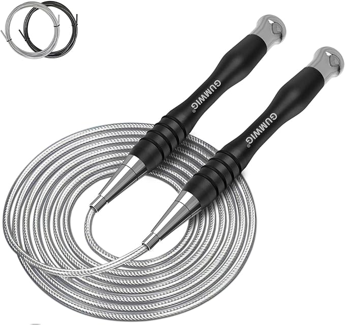 High Speed Jump Rope for Adults Men Women, Double Under Jumping Ropes for Workout Fitness Professional Training Boxing, Weighted Skipping Workout with Tang-free Cable, Stainless Steel Handle with Removable Counterweight Rob-FlexoryFit
