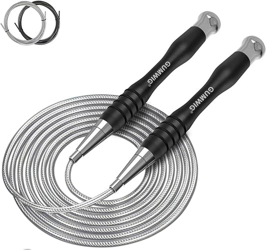 High Speed Jump Rope for Adults Men Women, Double Under Jumping Ropes for Workout Fitness Professional Training Boxing, Weighted Skipping Workout with Tang-free Cable, Stainless Steel Handle with Removable Counterweight Rob-FlexoryFit