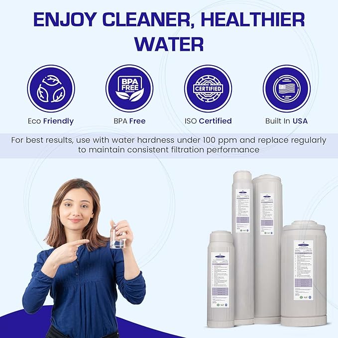 Crystal Quest Arsenic Water Filter Cartridge – Reduces Arsenic – Long Lasting, Easy to Install, High-Capacity, Steady 3 GPM Flow – Improves Water Quality for Home and Office - 4-5/8" x 9-3/4"
