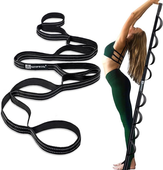 Premium Durable Stretch Straps with Loops, Stretching Strap for Physical Therapy, Multi-Loop Yoga Strap Fitness Exercise Strap for Yoga, Pilates, Dance, Flexibility&Exercise-FlexoryFit
