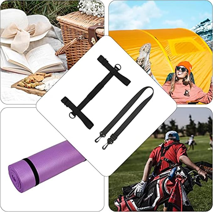 WISDING Yoga Mat Strap, Portable Yoga Mat Sling, Picnic Blanket Strap with Adjustable Shoulder Strap & Handle for Festivals Picnics Camping Motorcycle Bedroll Pilates-FlexoryFit
