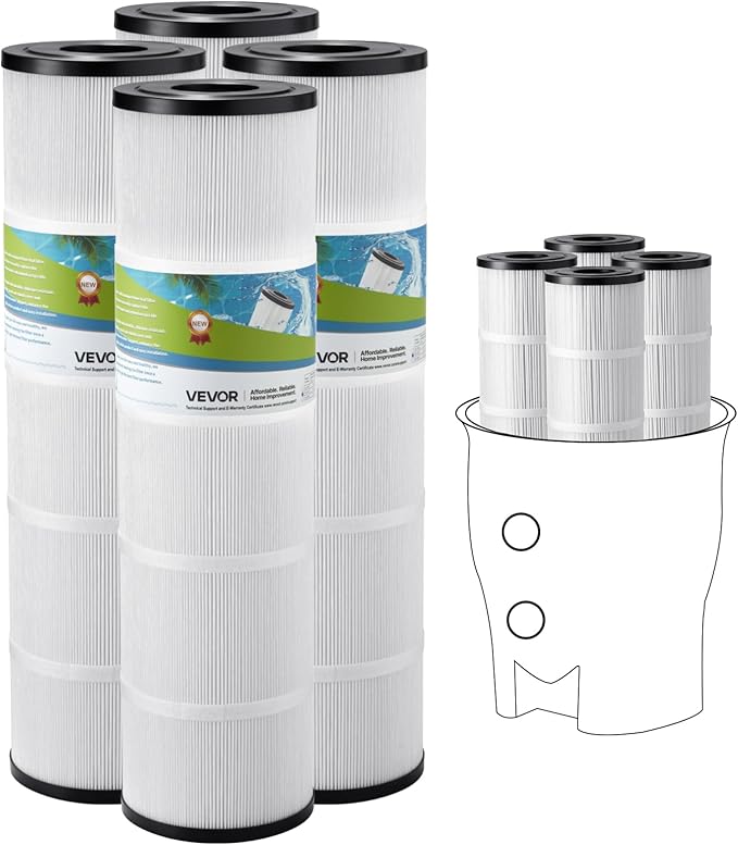 VEVOR Pool Filter Cartridge, 420 Sq. Ft, Spa Hot Tub Filter Cartridge Replacement, Compatible with Pentair CCP420, PCC105-PAK4