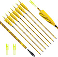 31Inch Carbon Arrow, Practice Hunting Arrows, Camo Turkey Feather Fletching, Arrows for Compound & Recurve Bow with Removable Tips Adjustable Nocks