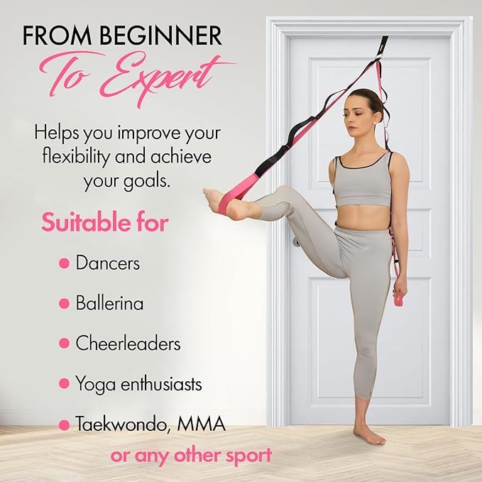 10-Loop Yoga Strap with Door Anchor – Stretch Strap for Flexibility, Deep Stretching, and Improved Balance – Perfect Yoga Accessory for All Fitness Levels-FlexoryFit