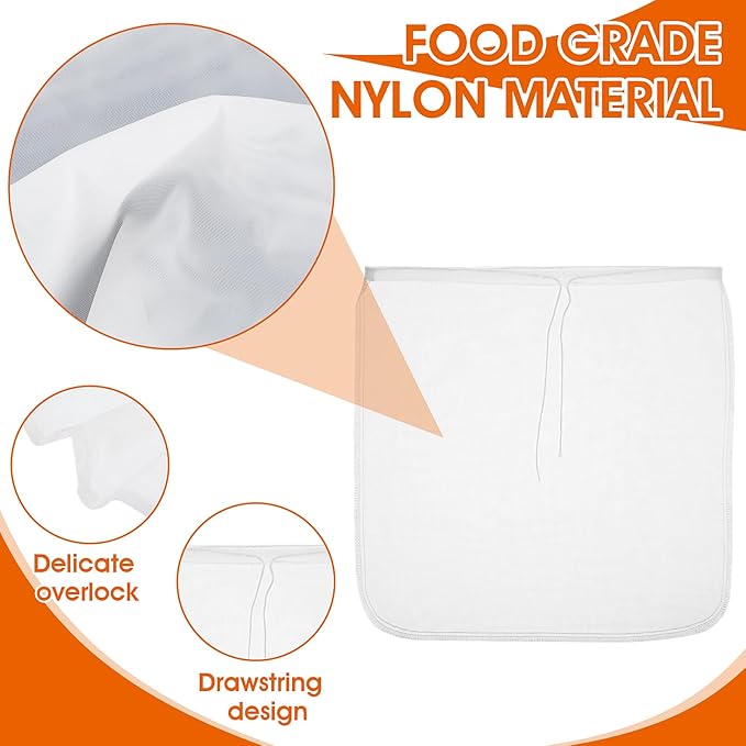 4 Pack Nylon Nut Milk Bag 13×13 Inches Fine Mesh Cheese Cloth Multiple Usage Reusable Food Strainer Professional Cold Brew Filter for Straining Fruit Juice Coffee Tofu Greek Yogurt Tea
