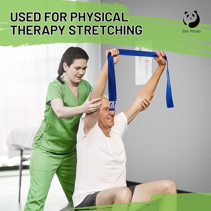 Slim Panda Yoga Strap for Stretching,Cotton Yoga Strap with Adjustable D-Ring Buckle,Non-Elastic Yoga Belt for Pilates,Gym Workouts,Physical Therapy,Improve Flexibility-FlexoryFit