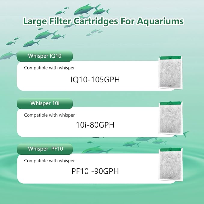 Aquarium 72 Pack Medium Filter Cartridges Compatible with Whisper Filters 10i IQ10 PF10 Power Filters