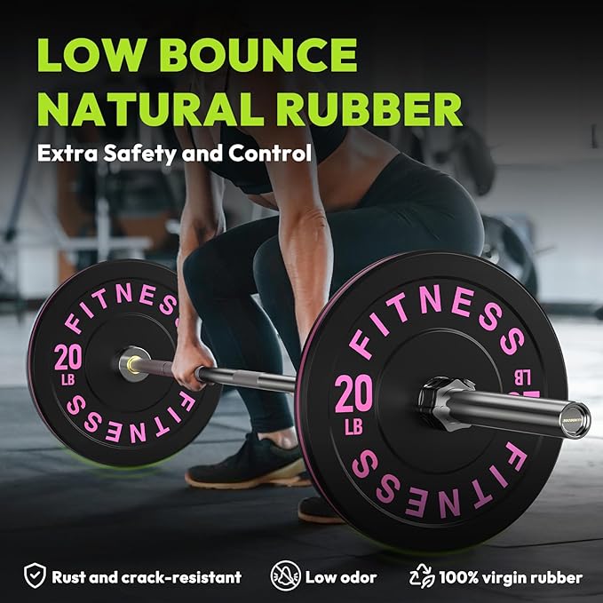 Rubber Weight Plates, Olympic Bumper Plate Set 2-Inch, 45/100 / 160/190 / 260/300 lb Barbell Weights for Home Gym, Colored Standard Strength Training Plates for Weightlifting