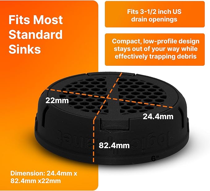 SplashNColor Pop Up Drain Strainer - 2-in-1 Durable Kitchen Accessory - Anti-Clogging Sink Drain Strainer Basket with Touch-Free Disposal for 3-1/2 Inch US Standard Drain - ABS - 22mm Height (Black)