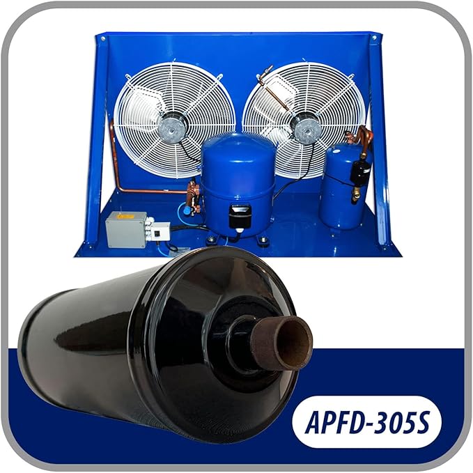 Appli Parts APFD-305S 5/8 in Liquid Line Refrigerant AC Filter Drier hvac Refrigeration 305S ODF Sweat Solder connection universal unidirectional 10 in long 3-1/4 in wide