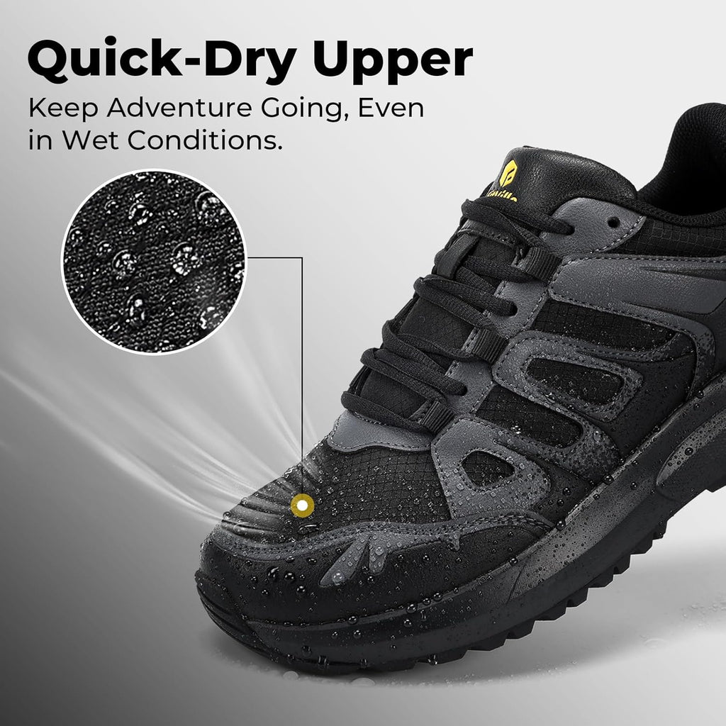 FitVille Men's Wide Hiking Shoes Water Repellent Trekking Trails Outdoor Sneakers Cushioned Lightweight Walking Running Shoes with Arch Support