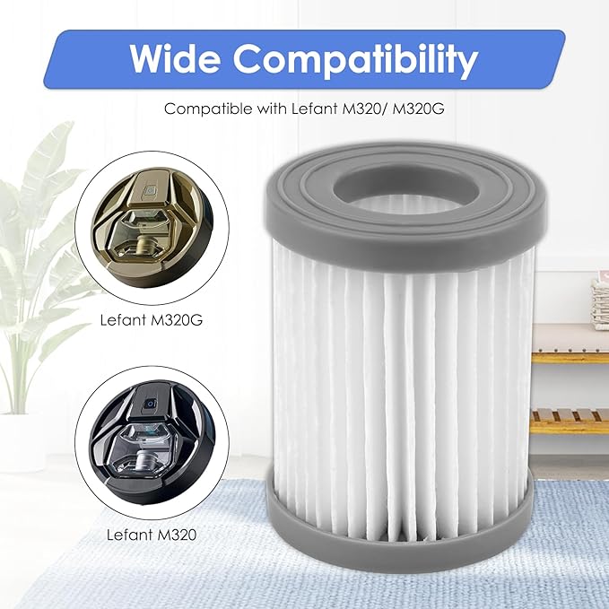 (4 Pack) M320 Replacement HEPA Filters Compatible with Lefant M320/ M320G Robotic Vacuum Cleaner, Upright Filter, Canister Filters, Vacuum Filter, Filters Accessories Kit, Filter Kit