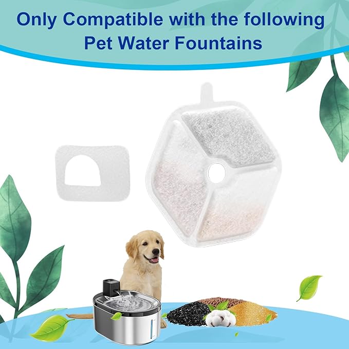 Cat Water Fountain Filter,Cat Fountain Filters Replacement for 152oz/4.5L Wireless Battery Operated Pet Water Fountain,9 Set Pet Fountain Filter Replacement