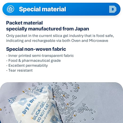 Dry & Dry 100 Gram [2 Packets] Orange Indicating Silica Gel Packets Desiccants - Food Safe Silica Packs, Silica Gel, Silica Packets, Desiccant Packs for Food Storage