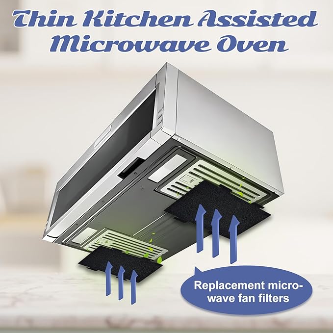 8 Pack Replacement Air Filters for Microwave Oven, Premium Activated Charcoal Air Filters Compatible with Whirlpool Over The Range Microwaves YKMLS311, YWML55011, WML75011