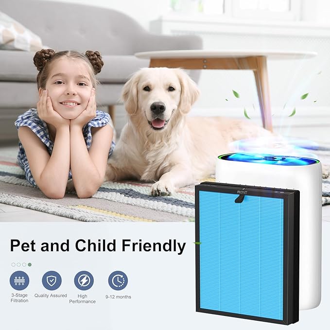 MKD05 Air Filter Replacement Compatible with AROEVE MKD05 Air Purifier, 4-in-1 High-Efficiency HEPA Filter, True HEPA Filter with Activated Carbon Filter, 2 Pack (MKD05-Blue-2Pack)