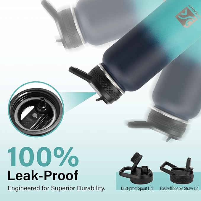 Insulated Water Bottle | Thickened Stainless Steel Vacuum Metal | Portable Sports Water Jug for Gym and Hiking with Straw, Carrier Bag, Handle Strap | BPA-Free 32 oz-FlexoryFit