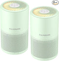 FULMINARE Air Purifiers for Home H13 True HEPA Air Filter Quiet Air Cleaner With Night Light Portable Small Air Purifier for Bedroom Office Living Room (Green 2 Pack)