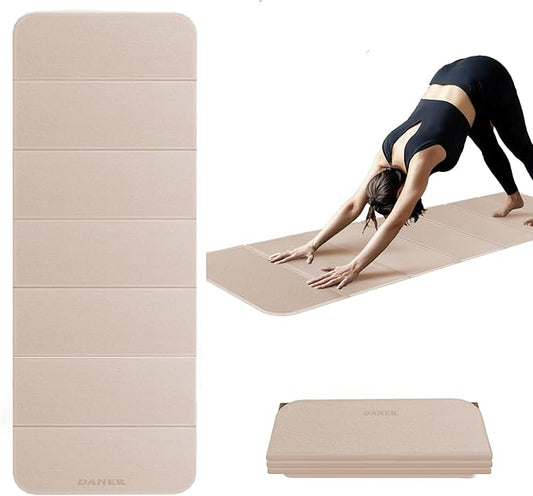 Foldable Yoga Mat 12mm Extra Thick Joint Protection,Portable Design for Travel/Pilates/Board/Camping,Environmental Sports Mat Non-Slip Gym Mat,Odorless POE Material-FlexoryFit