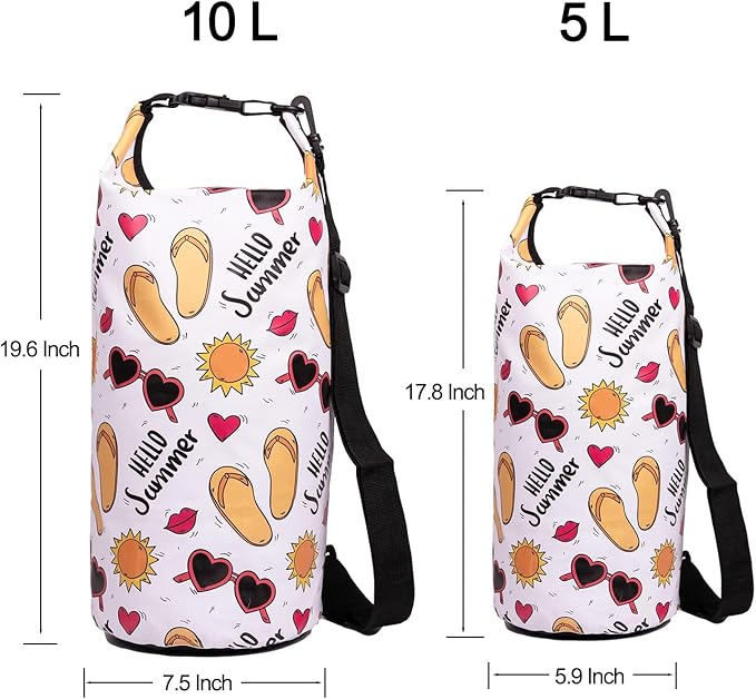 Dry Bag Waterproof,5L Roll Top Backpack Floating Dry Bag for Kayaking Boating Swimming Hiking Camping Outdoor Activities,White Summer