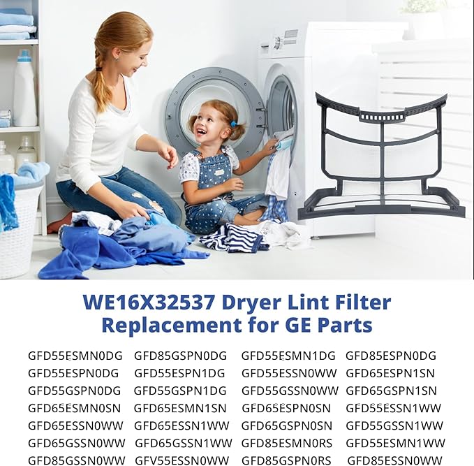 Earthtec Dryer Lint Screen Filter Replacement Compatible With GE WE16X32537 WE16X29597 AP7205579 GFD55GSSN0WW GFD65ESPN0SN GFD65GSPN0SN GFD85ESPN0RS GFD85GSPN0RS Dryer Lint Trap Filter