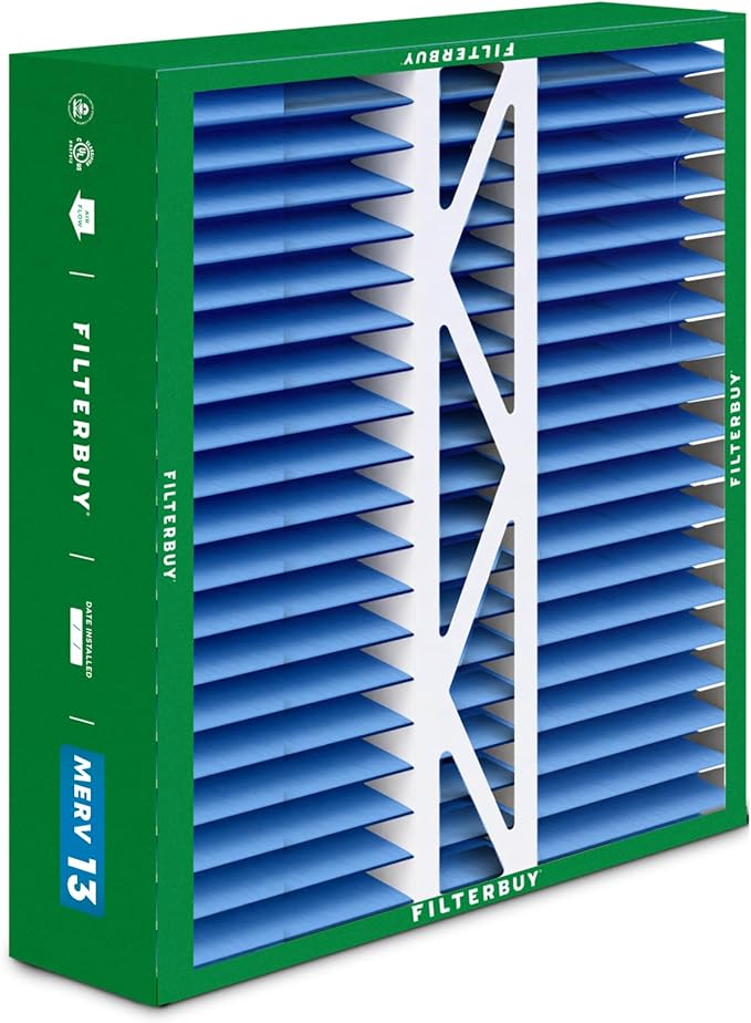 Filterbuy 20x20x5 Air Filter MERV 13 Optimal Defense (1-Pack), Pleated HVAC AC Furnace Air Filters Replacement for Honeywell FC100A1011, Lennox X0585 & More (Actual Size: 19.63 x 19.88 x 4.38 Inches)