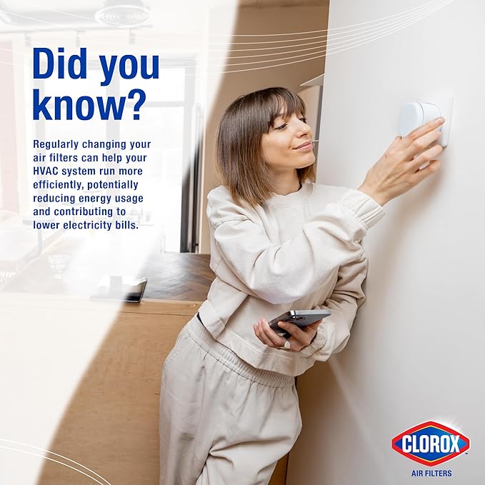 Clorox 20x22x1 Air Filter, MERV 13 Pleated HVAC AC Furnace Air Filters, MPR 1500 & FPR 10 – Pack of 4