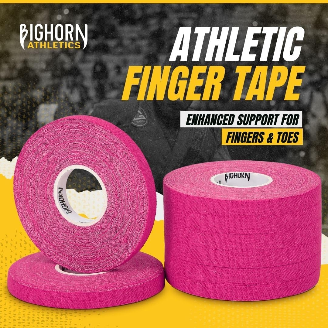 Bighorn Athletics Jiu Jitsu Finger Tape | Residue-Free Athletic Finger Tape for Sports & Injuries: Rock Climbing, Volleyball, Football, Basketball, Hands & Toes | 0.3-Inch x 45-feet, 8-Rolls, Pink