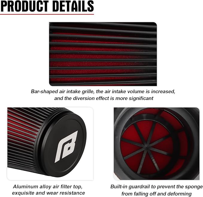 NIBBI Racing CNC 54MM Air Filter Round Tapered,Universal Air Filters for Dirt Bike ATV Quad Go Kart Pit Dirt Bike Parts