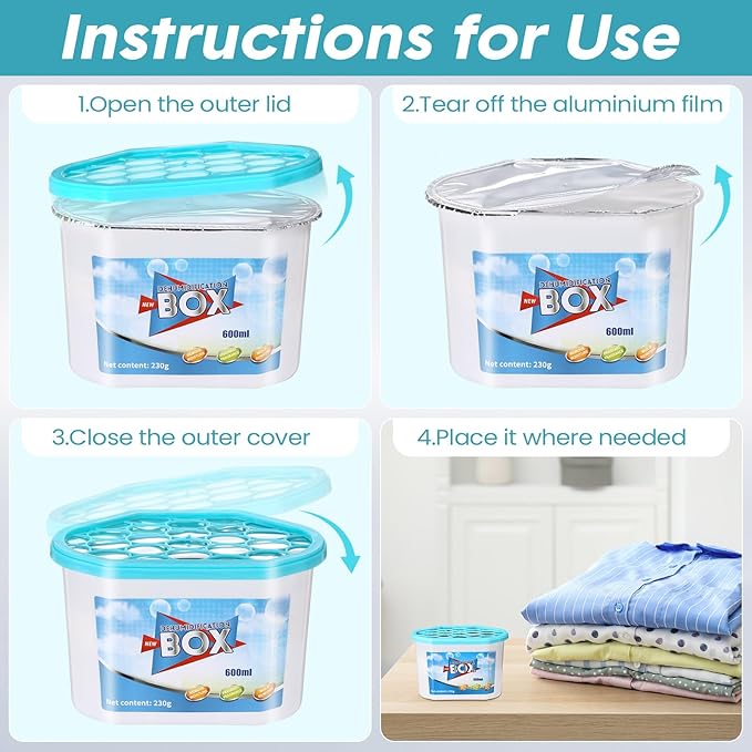LemonRoad 20 Pack Moisture Absorbers 20 oz 600 ml Humidity Absorber Boxes Portable Compact Dehumidifier for Closet Bathroom Car Boats Kitchen Basement Odor Remover, 4.1 x 6.1 x 3.3 Inch